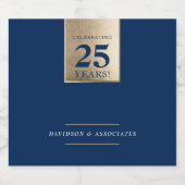 CORPORATE ANNIVERSARY business navy white gold スパークリングワインラベル (シングルラベル)