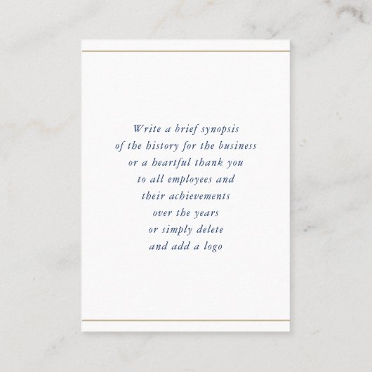 CORPORATE ANNIVERSARY business navy white gold 名刺 (裏面)