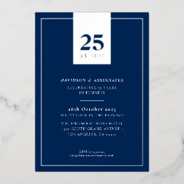 CORPORATE ANNIVERSARY stylish business navy silver 箔招待状