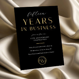 Corporate Black & Gold Logo Business Anniversary 招待状
