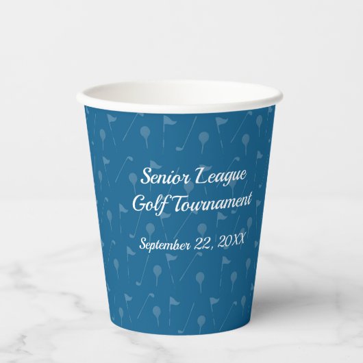 Corporate Blue Grey Golf Pattern - Paper Cup 紙コップ (正面)