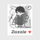 Corporate Burnout Relatable Chibi Boy Suit Illustr シール (シート)