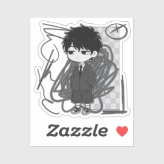 Corporate Burnout Relatable Chibi Boy Suit Illustr シール