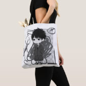 Corporate Burnout Relatable Chibi Boy Suit Illustr トートバッグ (クローズアップ)