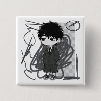 Corporate Burnout Relatable Chibi Boy Suit Illustr 缶バッジ