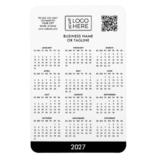 Corporate Business Logo 2027 カレンダー マグネット (縦)
