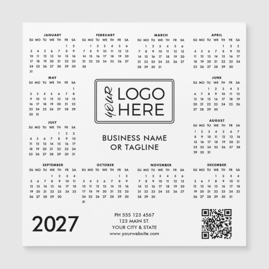 Corporate Business Logo 2027 マグネットカレンダー (正面)