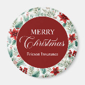 Corporate Christmas Greenery Poinsettia  マグネット (正面)