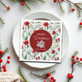 Corporate Christmas Party Greenery Poinsettia  スタンダードカクテルナプキン