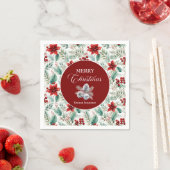 Corporate Christmas Party Greenery Poinsettia  スタンダードカクテルナプキン (インサイチュ)