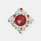 Corporate Christmas Party Greenery Poinsettia  スタンダードカクテルナプキン (角)