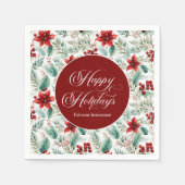 Corporate Christmas Party Greenery Poinsettia  スタンダードカクテルナプキン (正面)