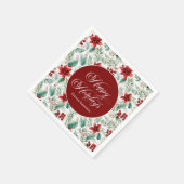 Corporate Christmas Party Greenery Poinsettia  スタンダードカクテルナプキン (角)