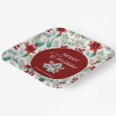 Corporate Christmas Party Greenery Poinsettia  ペーパープレート (傾斜あり)
