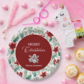 Corporate Christmas Party Greenery Poinsettia  ペーパープレート (パーティー)
