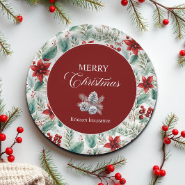 Corporate Christmas Party Greenery Poinsettia  ペーパープレート