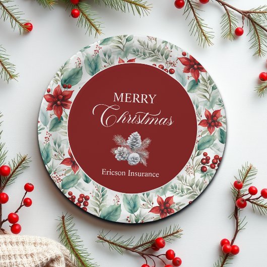 Corporate Christmas Party Greenery Poinsettia  ペーパープレート