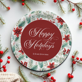 Corporate Christmas Party Greenery Poinsettia  ペーパープレート