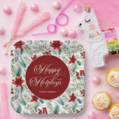 Corporate Christmas Party Greenery Poinsettia  ペーパープレート (パーティー)