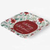 Corporate Christmas Party Greenery Poinsettia  ペーパープレート (傾斜あり)
