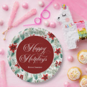 Corporate Christmas Party Greenery Poinsettia  ペーパープレート (パーティー)