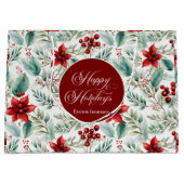 Corporate Christmas Party Greenery Poinsettia  ラージペーパーバッグ (正面)