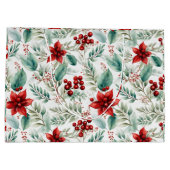 Corporate Christmas Party Greenery Poinsettia  ラージペーパーバッグ (裏面)