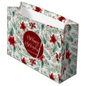 Corporate Christmas Party Greenery Poinsettia  ラージペーパーバッグ (正面アングル)