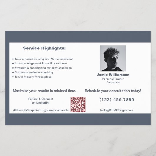 Corporate Clients & Fitness Personal Trainer チラシ (裏面)