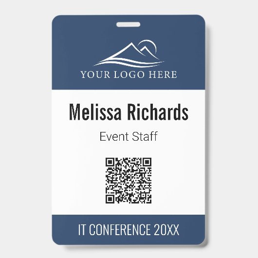 Corporate Conference Event QR Code Blue ID バッジ (正面)