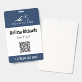 Corporate Conference Event QR Code Blue ID バッジ (正面＆裏面)
