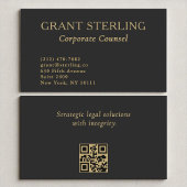 Corporate Counsel Minimal Black Gold QR Code  名刺