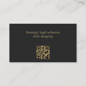 Corporate Counsel Minimal Black Gold QR Code  名刺 (裏面)
