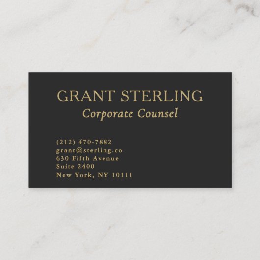 Corporate Counsel Minimal Black Gold QR Code  名刺 (正面)