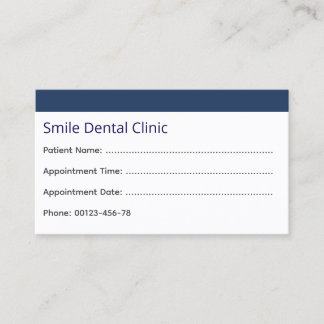 Corporate Dental Appointment Card Dark Blue 予約カード