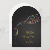 Corporate Elegant New Year 2026 Bottle Motivation シーズンカード (正面/裏面)