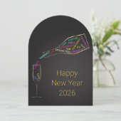 Corporate Elegant New Year 2026 Bottle Motivation シーズンカード (スタンド正面)