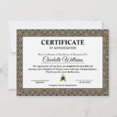 Corporate Employee Appreciation Certificate Gold 招待状 (正面)