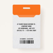 Corporate Employee ID Badge Template バッジ (裏面)