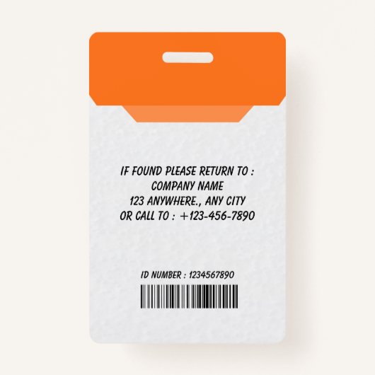 Corporate Employee ID Badge Template バッジ (裏面)