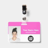Corporate Employee, Name, Logo, Photo ID バッジ (Front with Clip)