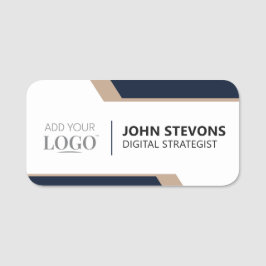 Corporate Event Logo Branded Modern Navy Staff 名札