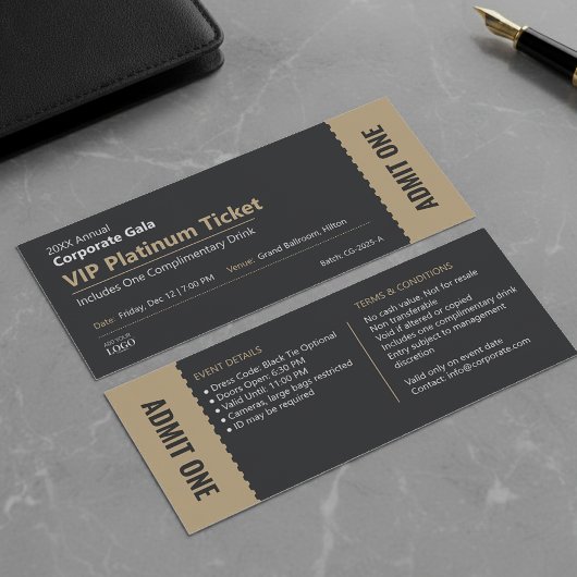 Corporate Gala Black & Gold Event Voucher Card ラックカード