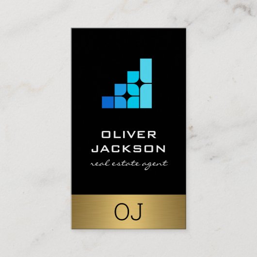 Corporate Geometric Blue Shapes Logo 名刺 (正面)