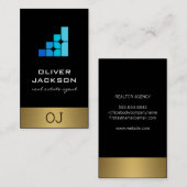 Corporate Geometric Blue Shapes Logo 名刺 (正面/裏面)