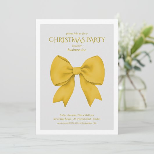 Corporate Gold Bow Christmas Holiday Party  招待状 (スタンド正面)