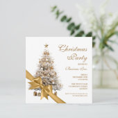 Corporate Gold Christmas Tree & Bow Holiday Party  招待状 (スタンド正面)