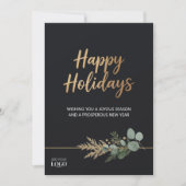 Corporate Happy Holidays Black & Gold Holiday Logo シーズンカード (正面)