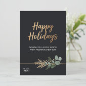 Corporate Happy Holidays Black & Gold Holiday Logo シーズンカード (スタンド正面)