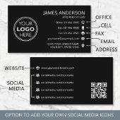 Corporate Logo Fax QR Code Professional Black 名刺